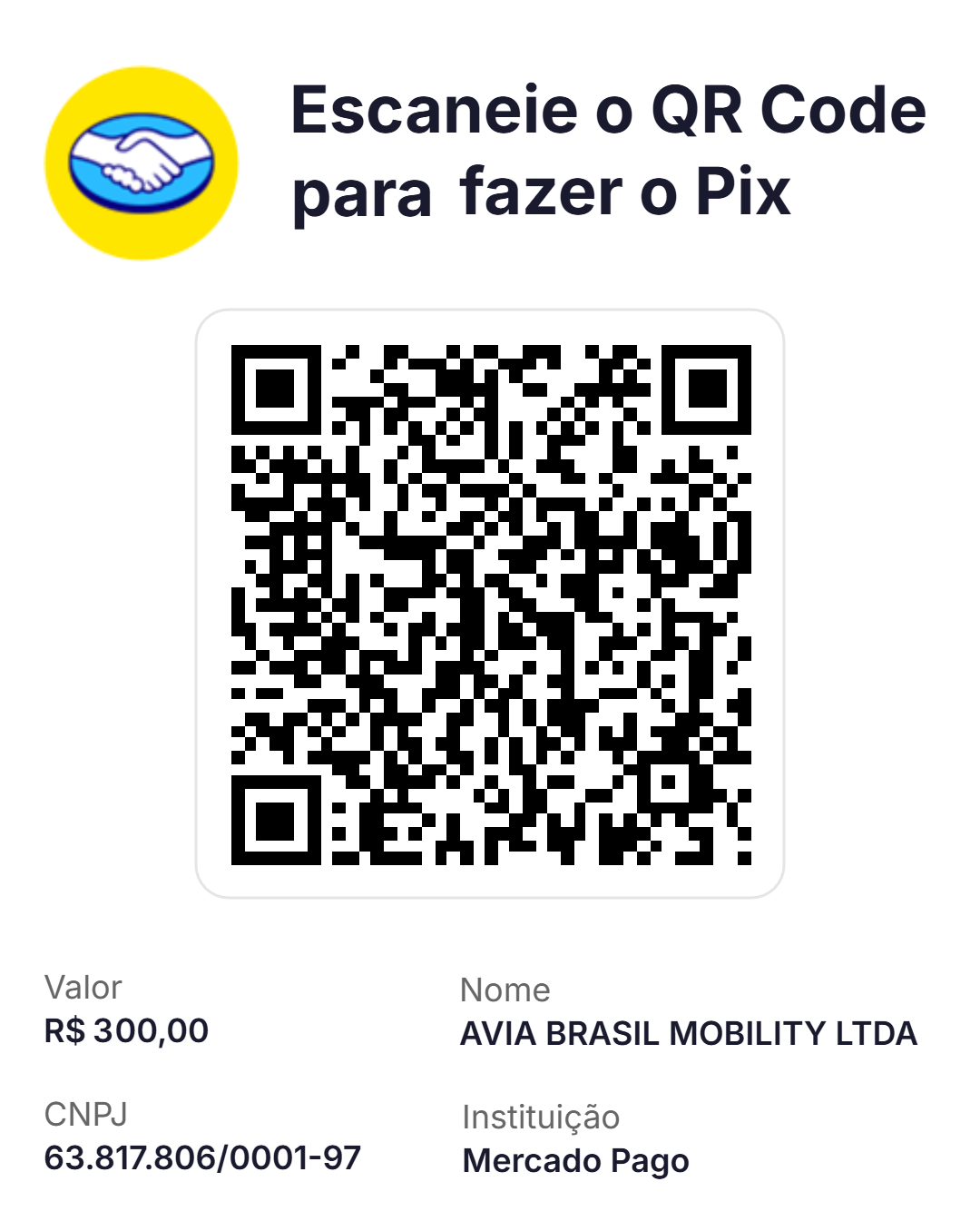 QR Code Pix para pagamento da adesão AVIA Brasil